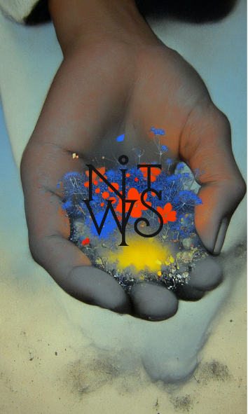 "FLORA FUTURA: Eine Symphonie in Orange & Blau" – Digitaler Kunstdruck