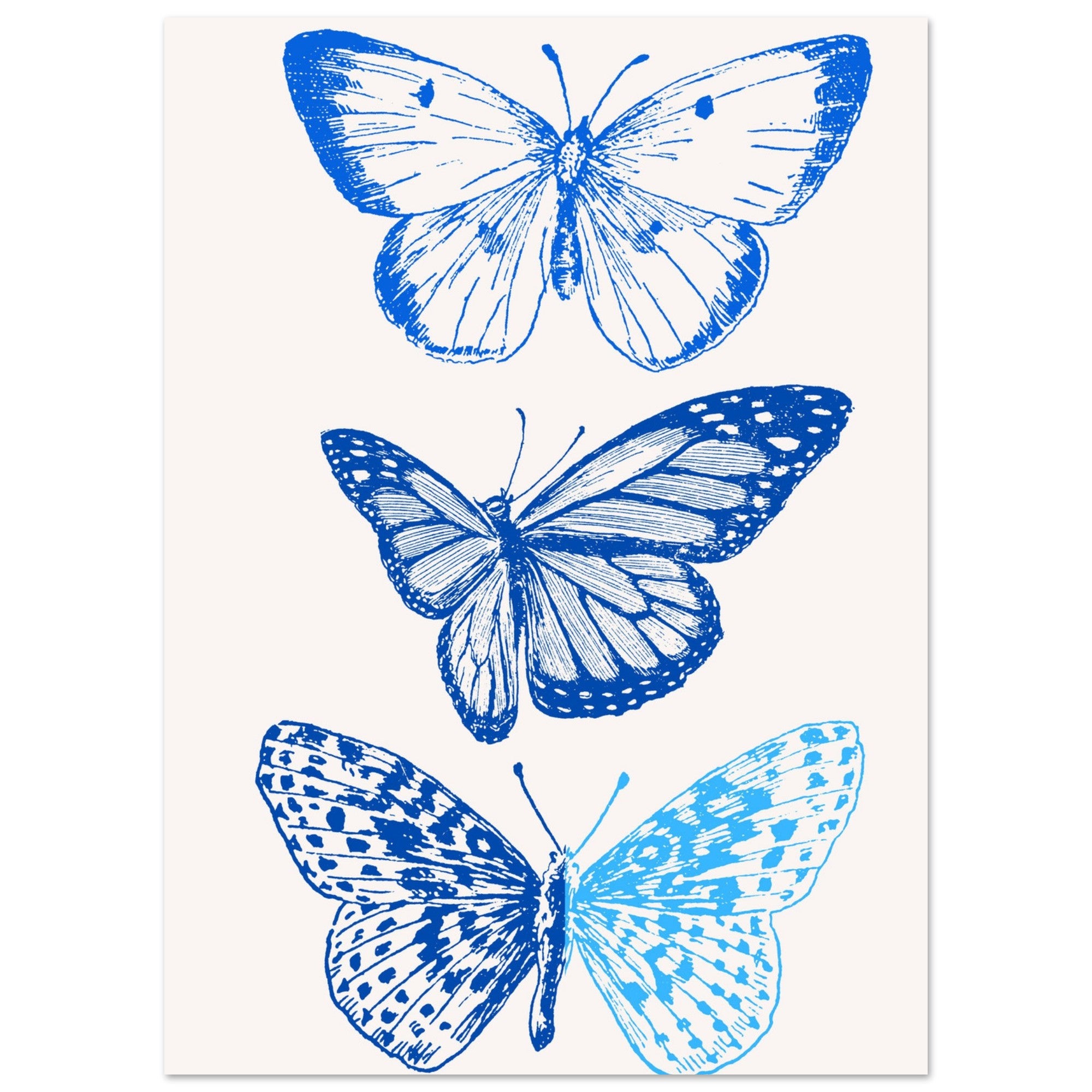 "Drei blaue Schmetterlinge – Kunst, die fliegt, bevor du’s merkst."