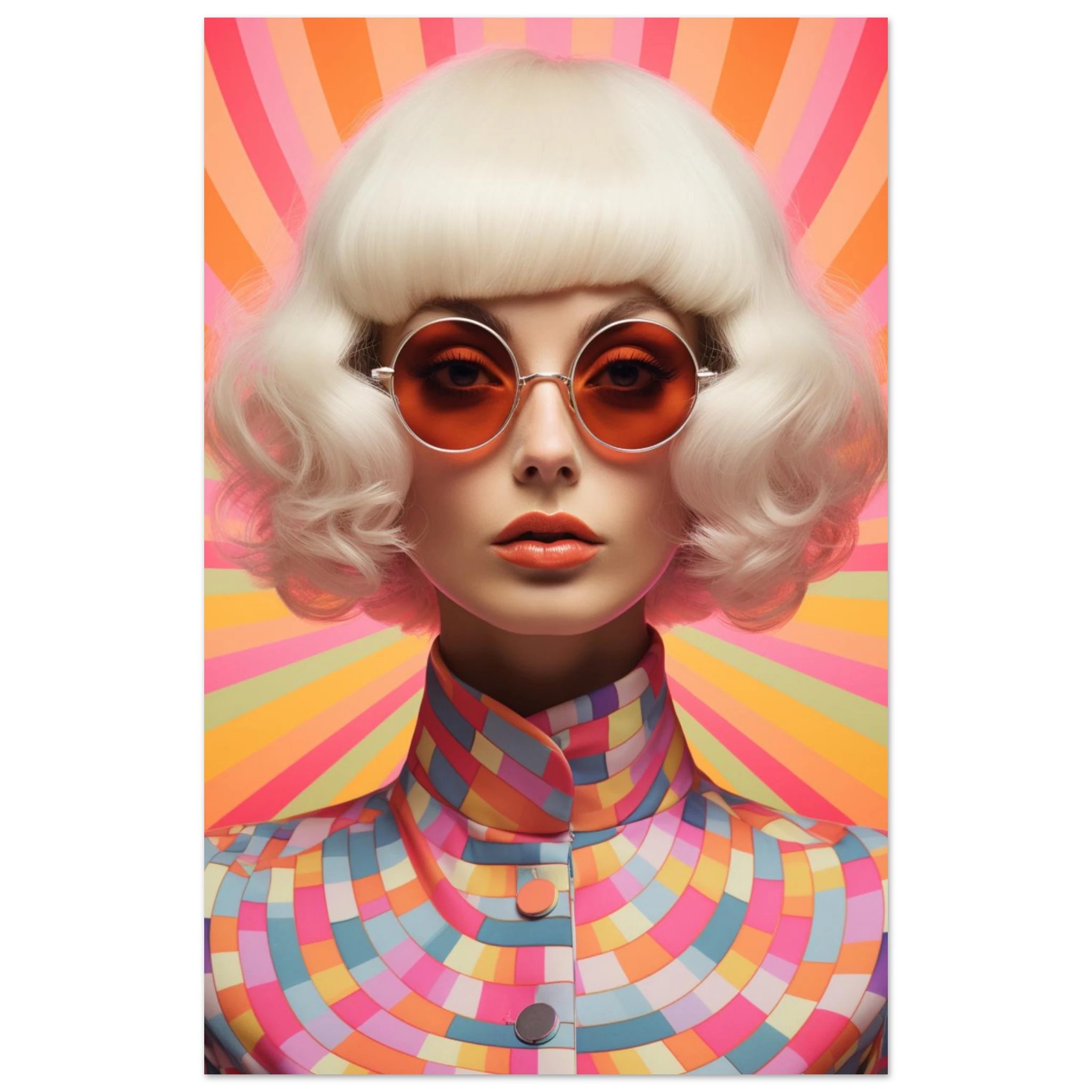 Disco Diva – Retro Statement-Portrait mit Sonnenbrille & Farbflash
