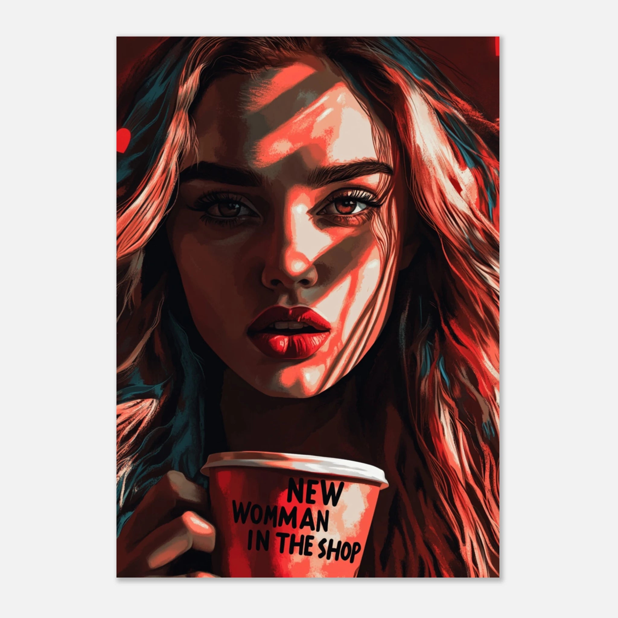 Coffee & Confidence – Digitales Pop-Art-Porträt einer starken Frau mit Message