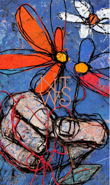 "FLORA FUTURA: Eine Symphonie in Orange & Blau" – Digitaler Kunstdruck