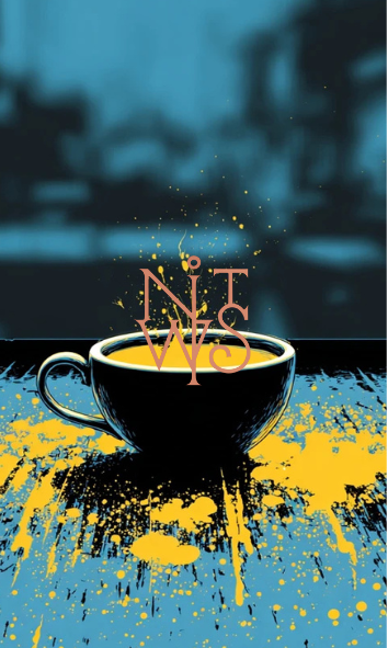 "Urban Decay & Electric Dreams: Eine Blau-Gelbe Symphonie" – Digitaler Kunstdruck