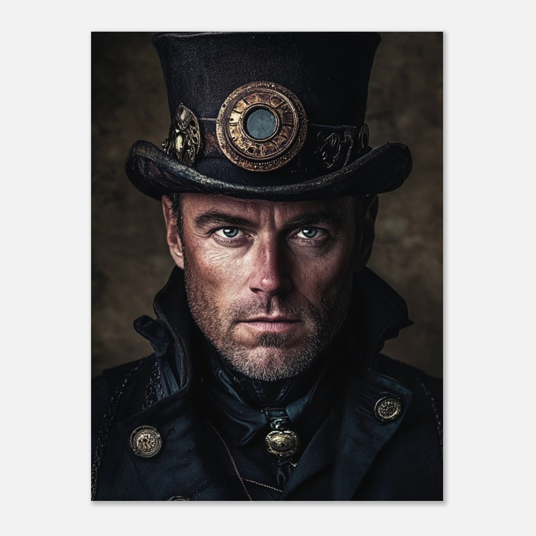 „Time Traveler’s Gaze – Dark Steampunk Art“