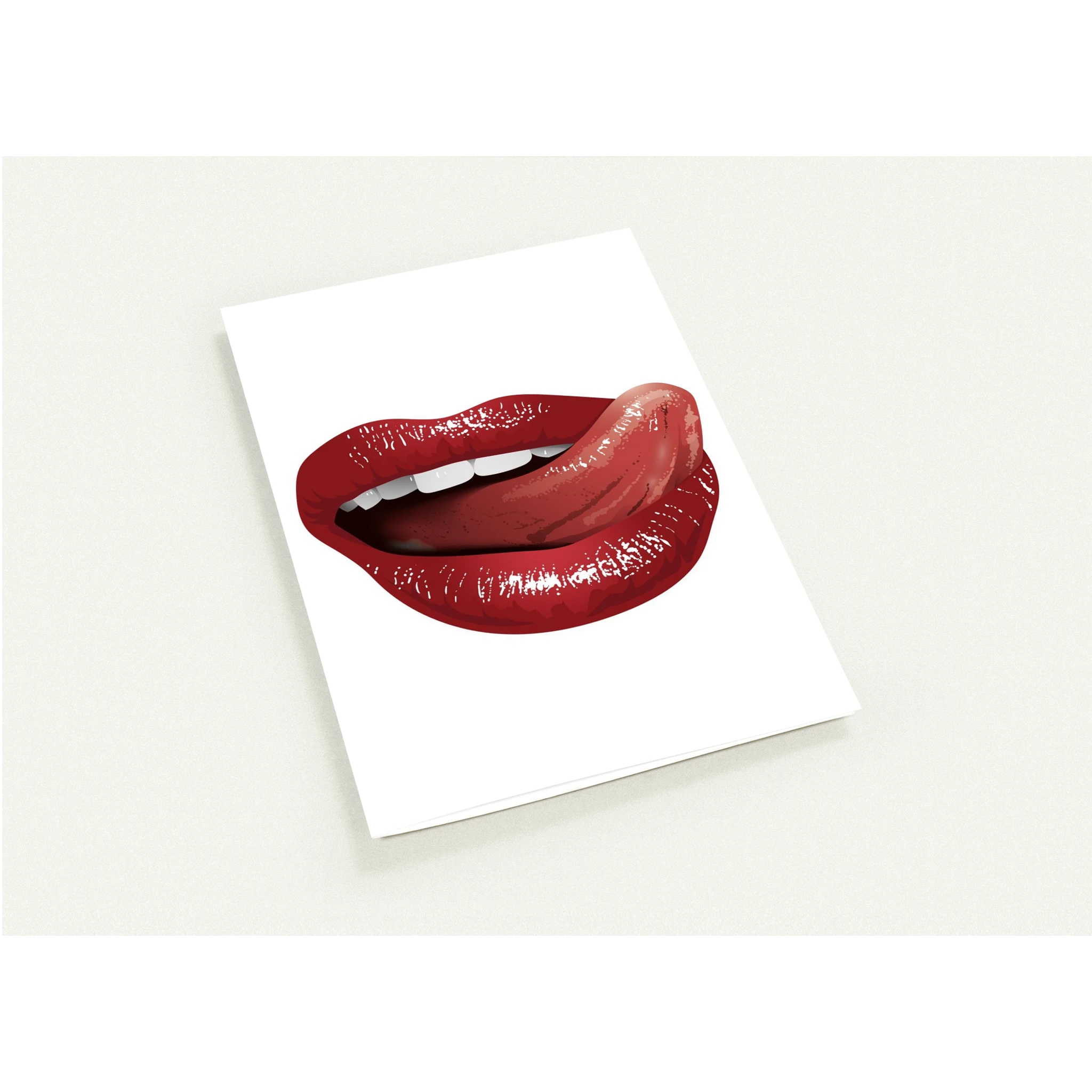 Freche Karte mit Lippen-Illustration und Spruch – „Lächeln ist die zweitbeste Sache“
