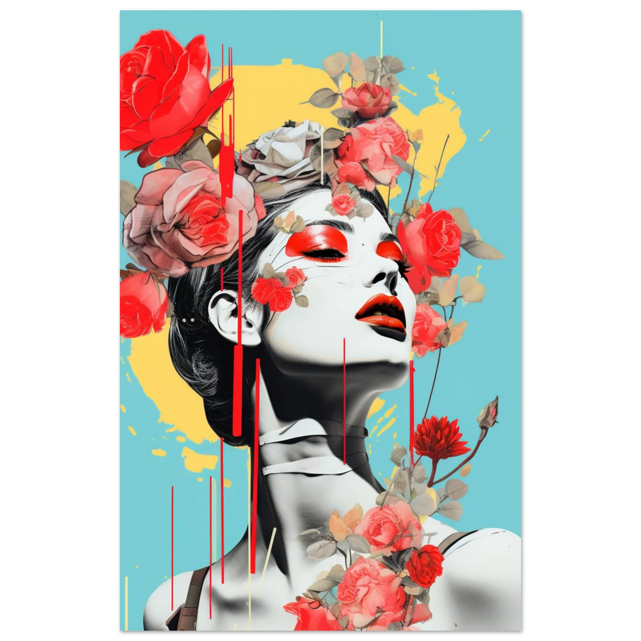 Floral Force – Digitales Kunstposter mit Rosen & Power-Femme