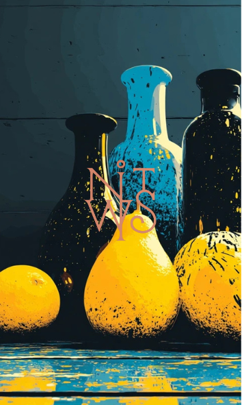 "Urban Decay & Electric Dreams: Eine Blau-Gelbe Symphonie" – Digitaler Kunstdruck