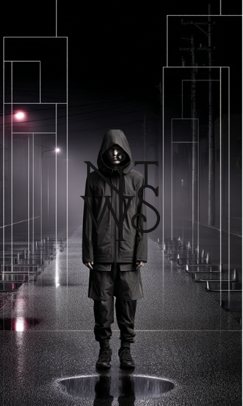 "Urban Monks: Eine Studie in Stille und Silhouette" – Digitaler Kunstdruck