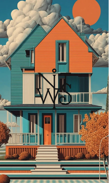 "Terra-Cotta Träume: Eine surreale Reise in Orange & Türkis" – Digitaler Kunstdruck