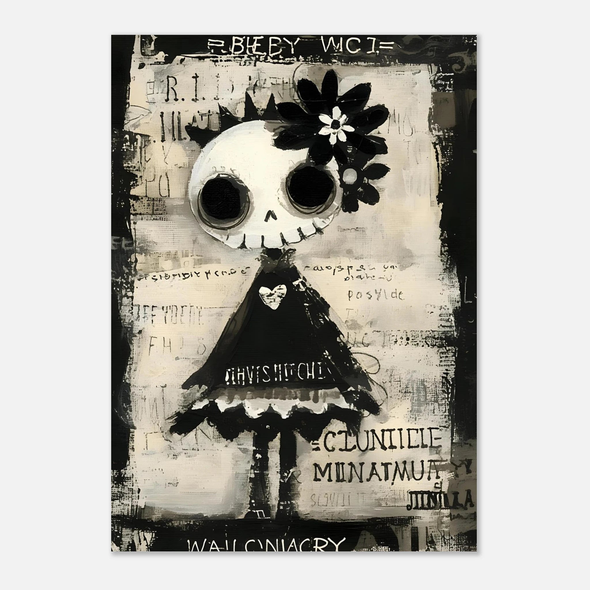Gothic Girl with a Flower“ – Skurrile Dark-Art-Figur mit Totenkopfcharme