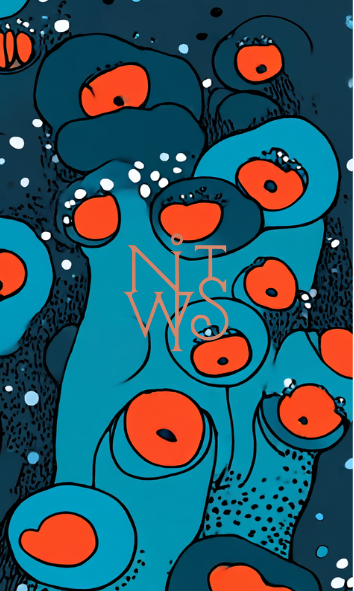 "FLORA FUTURA: Eine Symphonie in Orange & Blau" – Digitaler Kunstdruck