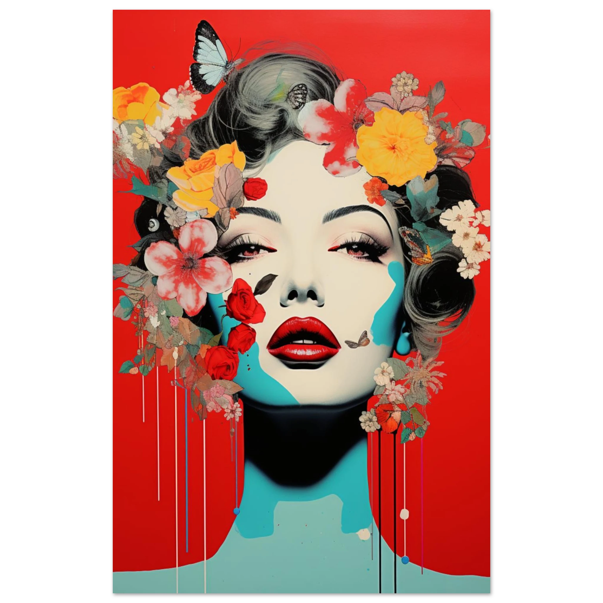 Red Bloom – Statement Poster mit floraler Krone & Queer Glam
