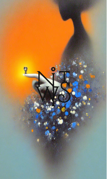 "FLORA FUTURA: Eine Symphonie in Orange & Blau" – Digitaler Kunstdruck