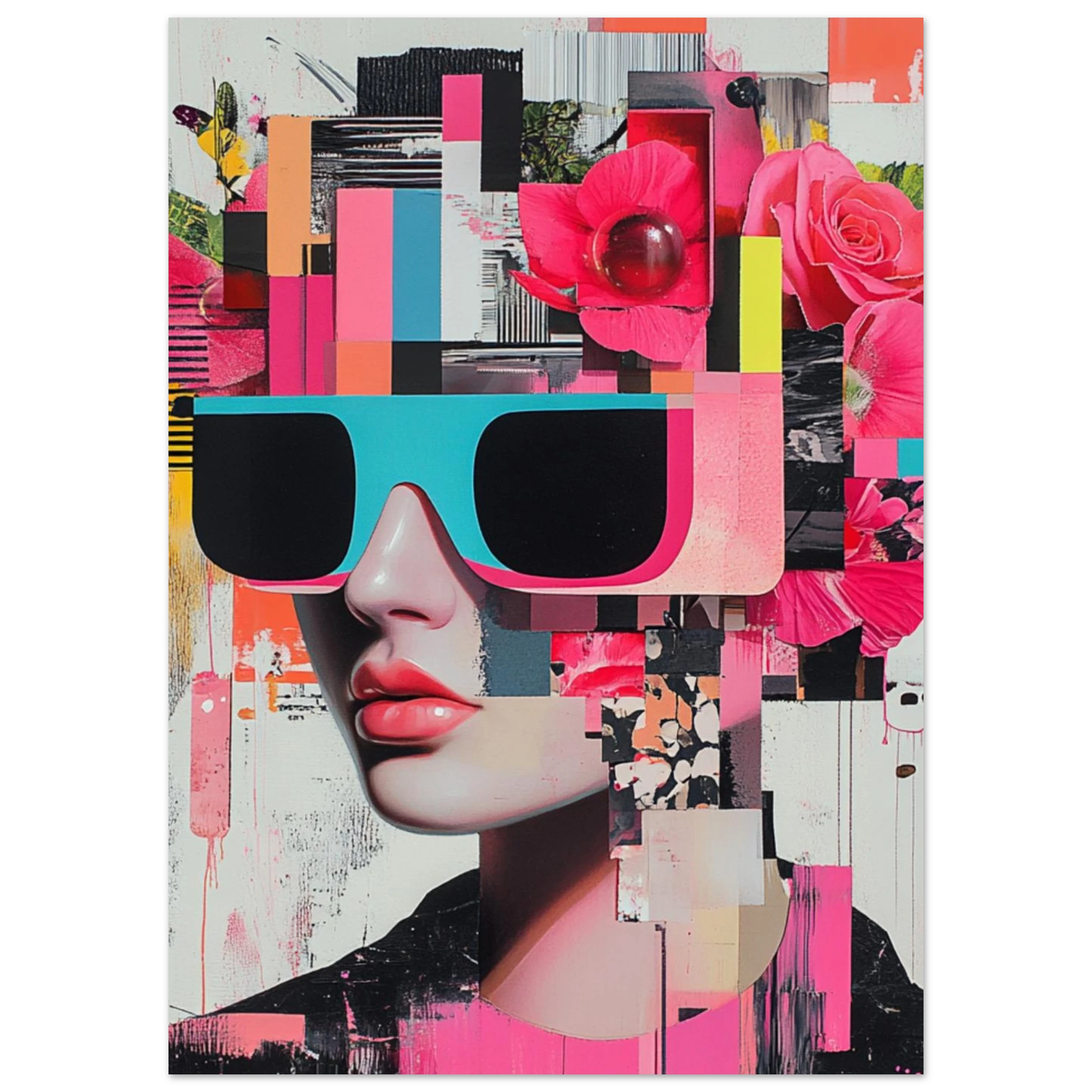 Pixel Lips & Power Bloom – Collage mit Kante