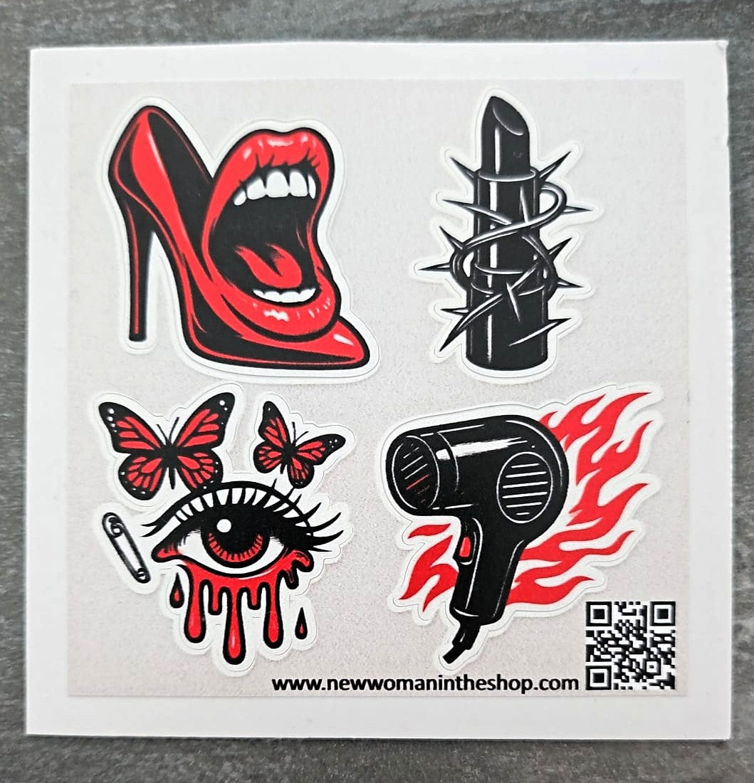 Sticker Set "Punk Glam Heat" – 4 Designs für Unangepasste
