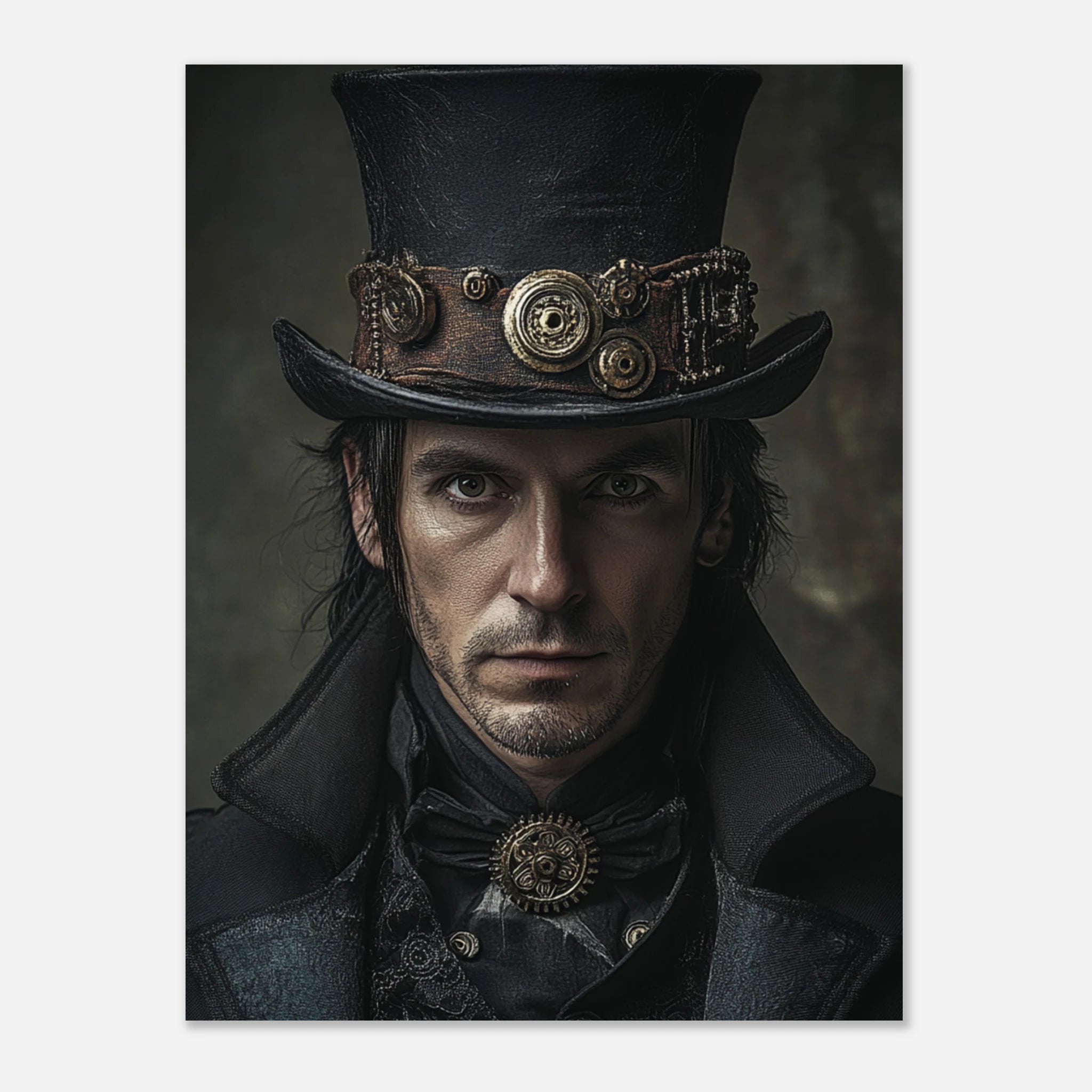 „The Clockwork Gentleman – Steampunk-Porträt in Bronze & Schwarz“
