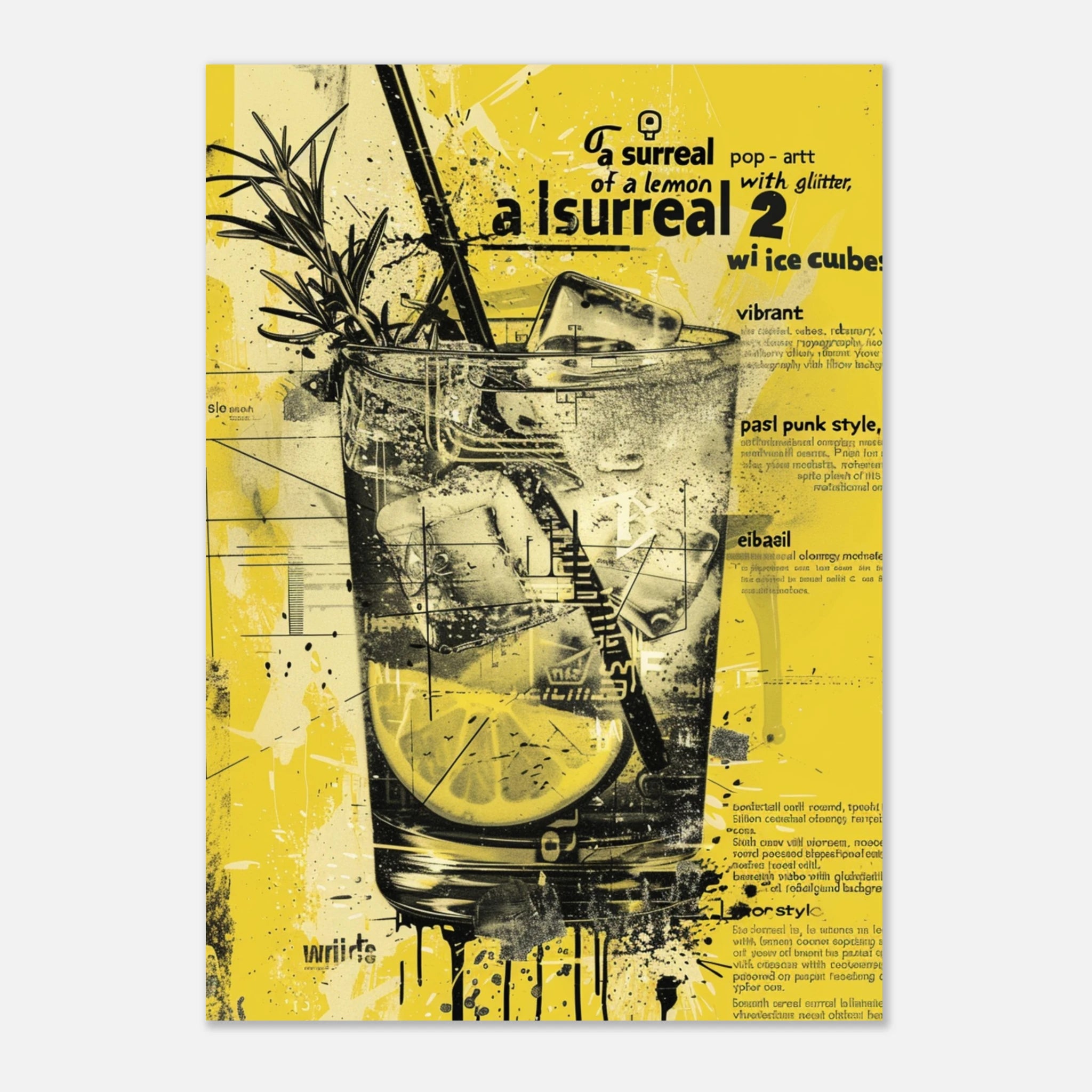 🍋 „Surreal Lemon Glow“ – Pop-Art Cocktail Print mit Zitronenpower