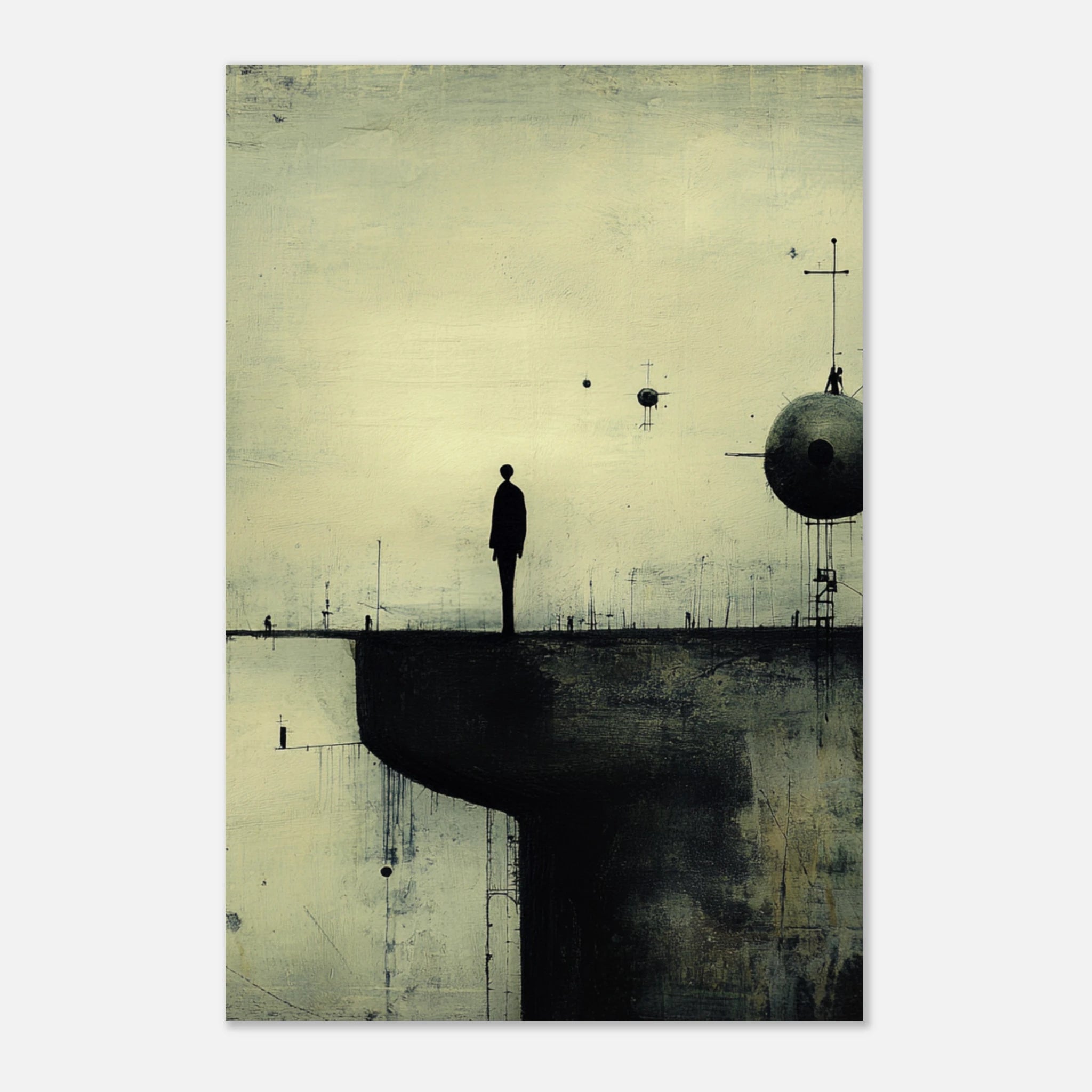 "Edge of Silence“ – Minimalistisches dystopisches Kunstposter | Print-on-Demand Wandbild digital