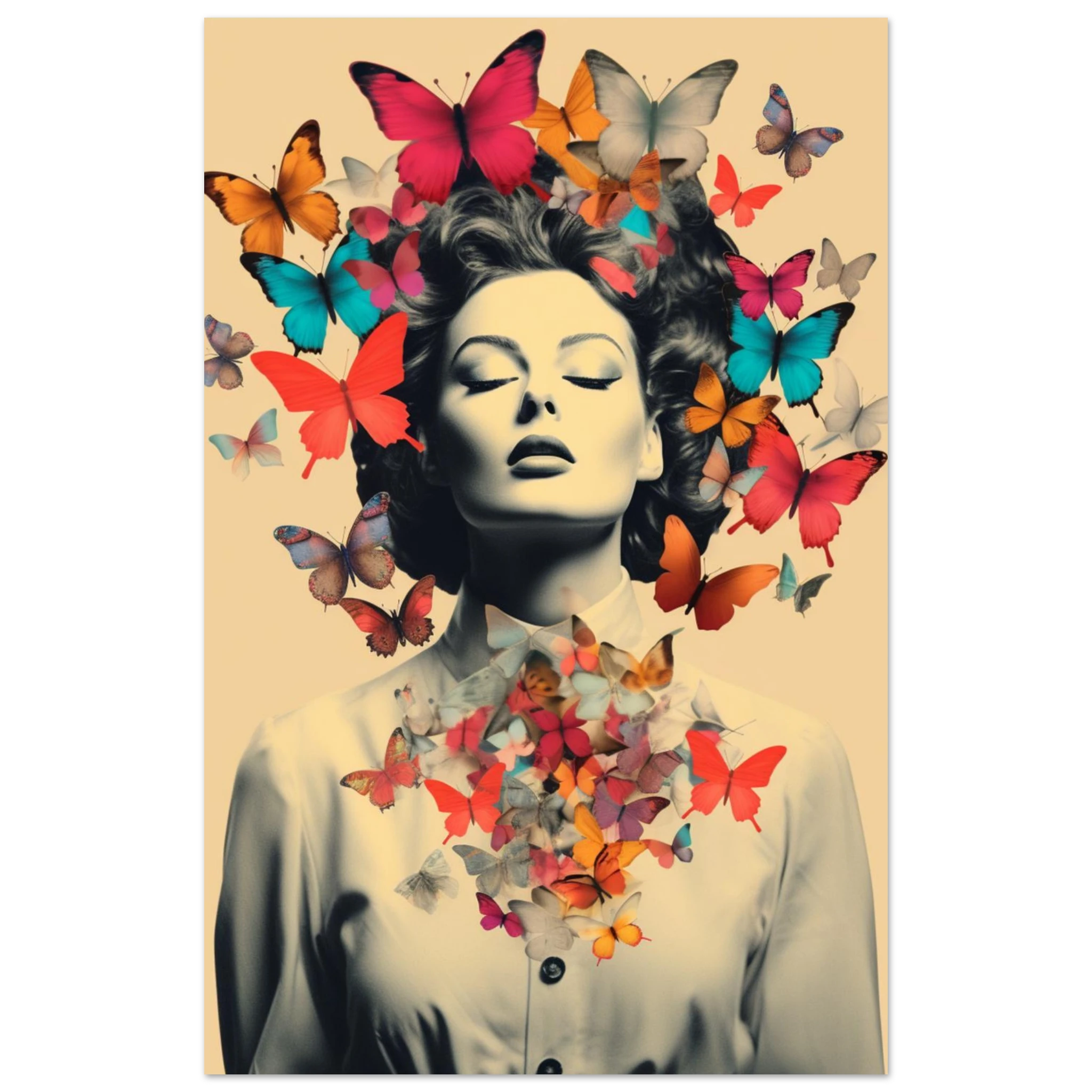 Silent Bloom – Retro Femme mit Schmetterlingen & Empowerment-Vibe